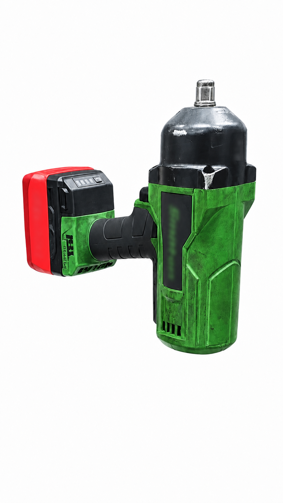 Kaizen Forge Snap-On Battery Mount side angle with battery attached