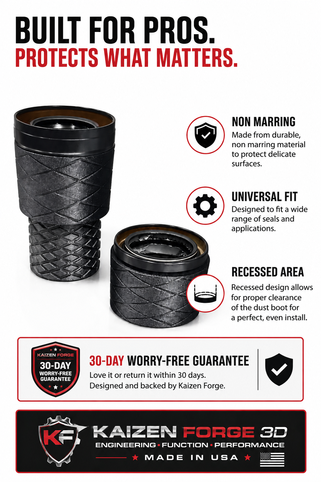 Kaizen Seal Installer Pro™ Master Set – 12-Piece Nylon/Carbon Fiber Composite Axle & Oil Seal Driver Kit