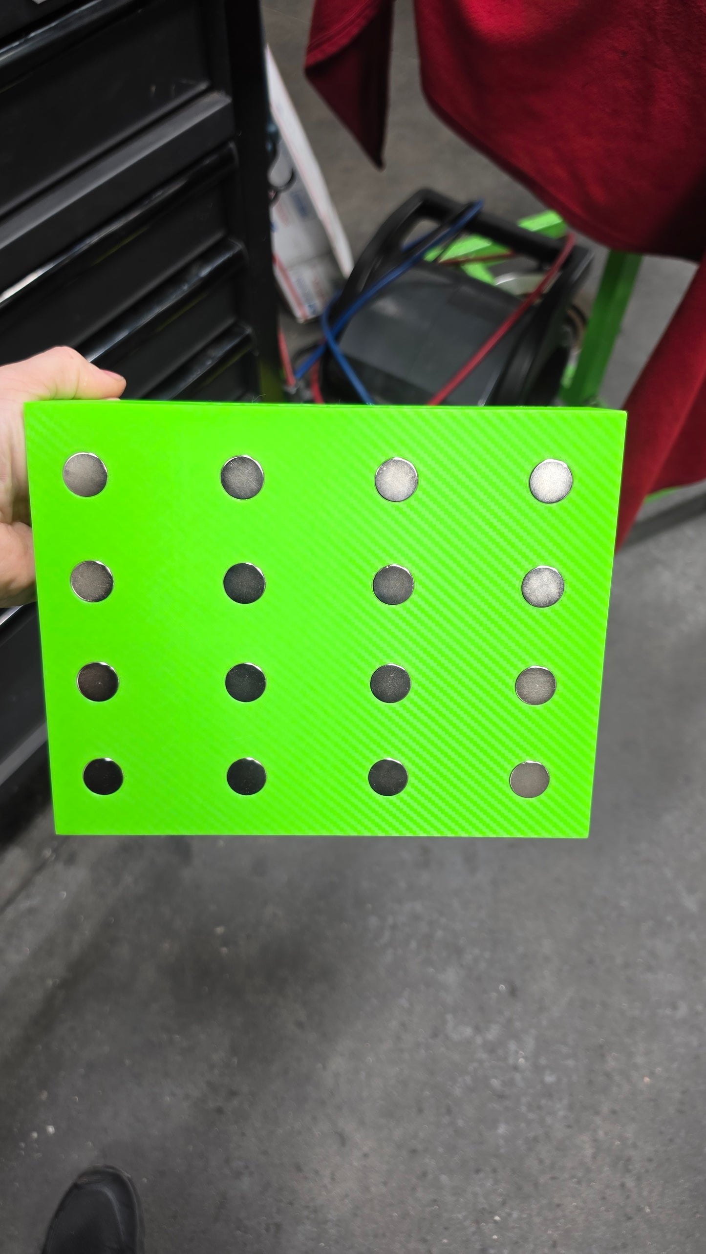 Kaizen Forge Top End Tray in use – Valves placed in numbered slots on workbench